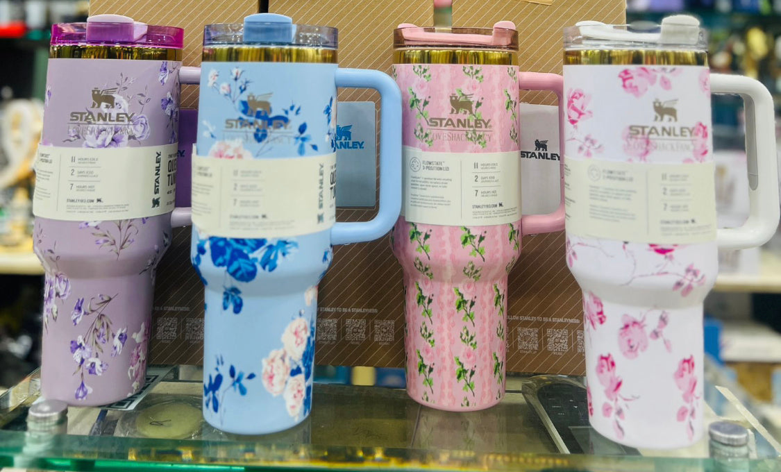 Stainless Steel Flower Design Tumbler With Lid, Vacuum Insulated Car Mug, Thermal Iced Bottle Stainless Steel Flower Design Tumbler With Lid, Vacuum Insulated Car Mug, Thermal Iced Bottle